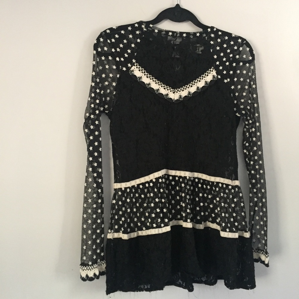Meadow Rue Black Lace Floral Blouse
